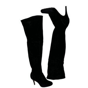 Cole Haan Black NikeAir Sole  Suede Thigh High Heeled Boots Women's Size 7